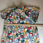 Aura Button Up Blouse Sz Small Colorful Leaf Print Short Sleeve Beachy Tropical Photo 7