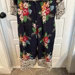 Storia  Navy Floral Romper Jumpsuit Women’s V-Neck Boho Wide Leg NWT Photo 4