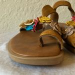 Tan & Yellow Embellished Floral Sandals with Slip Photo 9