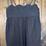 Free People  Black Scalloped Edge Tie Back Tank Top Photo 0