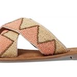 NEW Roan Bed Stu Beaded Slip On Sandals Beige Leather Lining Hand Made Size 8.5 Tan Photo 1