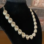 Coro Vintage Signed Gold Brush Tone Linked Twirled Leaves Necklace & earrings Photo 4