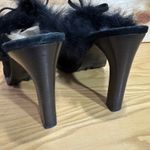 Coach Vintage  Kristy Black Suede Fur Trim Lace Up Heeled Mules Size 11 Photo 6