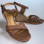 Jack Rogers Jack Rogers Brown Leather Rainbow Espadrille Wedge Sandals Heels Womens 9.5 Photo 1