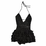 Edikted NEW  Lanney Ruffle Sheer Lace Halter Romper Size Small Photo 4