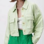 ZARA Light Green Denim Jacket Photo 0