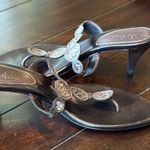 Cole Haan Brown Leather Kitten Heel Sandals with Metallic Embellishments Size 9 Photo 5