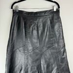 Northside Vintage Black Leather A-Line Skirt Sz 13 Flare Hem Photo 6