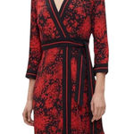 Claudie Pierlot Paris resise crepe midi dress print fonced Print Wrap Dress 38 Red Size 6 Photo 0