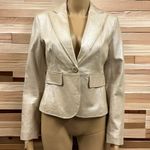 Worthington Genuine Leather Champagne Beige One Button Blazer Style Jacket Faux Pocket XS Photo 10