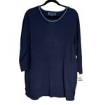 Karen Scott  Navy Blue Cotton Blend Tunic Sweater Plus Size XL Contrast Trim Photo 8