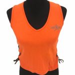 Biker Design Crop Top with Ties, Orange, Brown Size XL Photo 5