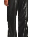 7 For All Mankind Black Vegan Leather Cropped Easy Trouser Photo 1