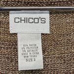 Chico's Metallic Knit Cardigan Tie Front Shrug Bronze Gold Sparkle Size 3 US XL Photo 1