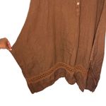 Italian Linen Dress Sleeveless Casual Summer Dress Crochet Hem Boho Brown Size M Photo 3