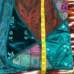 Y2K Whimsygoth Velvet Silk Wool Teal Blue Patchwork Artsy Floral Jacket Coat Cardigan Shirt Long Sleeve Boho Hippie Indie Funky Paisley Brown Photo 5