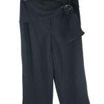 Alfani Womens Dress Pants Wide Leg Capri Belted Elastic Waist Black 4 Photo 0