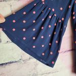 Splendid  NAVY BELL SLEEVE SPLIT NECK PINK POLKA DOT FLOWY POPOVER BLOUSE M Photo 5