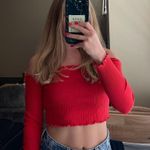 Amazon Red Long Sleeve Crop Top Photo 1