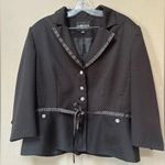 Sag Harbor Vintage Women’s Plus Size  Black Floral Polka Dot Blazer Jacket Sz 18 Photo 0