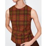 ZARA Plaid peplum Sleeveless Top- Photo 1
