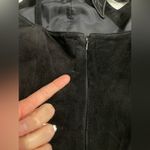 Pia Rucci Vintage Little Black Suede Leather Dress Sz S/M 12 Criss Cross Straps Photo 4