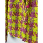 Main Strip  Tweed Jacket Women S Neon Yellow Pink Houndstooth Cropped Maximalist Photo 4