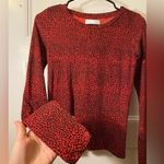 Current/Elliott NEW Hallen Leopard Print Long Sleeve T-Shirt Red/Black Sz 0 Photo 7