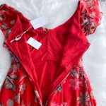 WAYF  Chelsea Tiered Ruffle Maxi Dress Red Tropical Flutter Sleeves Floral NEW 1X Photo 10
