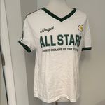 😍 Cutest Mayfair White and Green All Stars Jersey V Neck T Shirt Photo 1