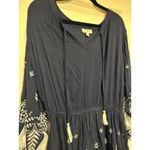 umgee USA Navy Blue Embroidered Tassel V Neck Dress Size L Size L Photo 4