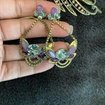 Peacock Gold and Purple Rhinestone Hairpin/Clip with matching earrings Photo 3