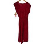 70’s Vintage Ruby Drape Neck Midi Dress Velvet Stripe Red Size XS Photo 8
