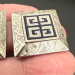 Givenchy Vintage Silver Tone Classic Logo Square Runway Statement Earrings Photo 9