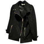 Michael Kors  Women's Asymmetrical Zip Front Wool Blend‎ Coat Jacket Black Size 6 Photo 0