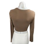 Klassy Network KN  Women's Tan Knit Long Sleeve Square Neck Crop Top Size M Photo 1
