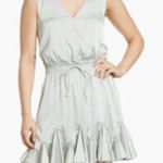 LOVE X DESIGN Light Blue Ruched Waist V Neck Sleeveless Mini Dress Size L Green Size L Photo 0