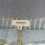 PacSun  Blue Lightwash Pinstripe Raw Hem Denim Mini Skirt Sz 27 Photo 2