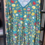 Little Sleepies Pasta Party henley top long sleeve pajamas bamboo adults Green Size M Photo 0