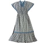 Anthropologie Othilia Titania Flounced Maxi Dress Blue Floral Size Small Photo 5