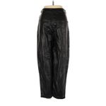 ZARA Black Faux Leather Slouchy Pants With Waist Buckles - US 4 Photo 3