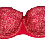 Victoria's Secret Very Sexy Balconette Bra Red 32D Lace Underwire Photo 0