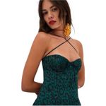 For Love & Lemons  Wendy Mini Dress Women’s Animal Print Green Size Small Photo 4