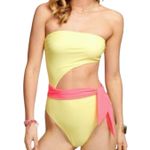 Ramy Brook NWT Color Blocked Gigi One Piece Tie Monokini Neon Swimsuit Medium Photo 0