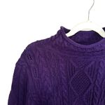Ralph Lauren LRL  Jeans Womens Sz L Purple Cable Knit Pullover Rollneck Sweater Photo 3