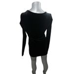 Forever 21 Black Velvet Mini Dress Small Long Sleeve Bodycon Vneck Goth Witchy LBD Photo 2