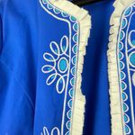 Bob Mackie Wearable Art Womens Blue Embroidered Floral Open Front Jacket Medium Photo 2