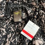 Taylor Black & Ivory Floral Mock Neck Smocked Chiffon Swing Dress Photo 10