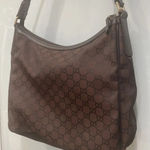 Gucci Canvas Brown Nylon Logo Print Leather Hobo Shoulder Tote Bag Purse Photo 3