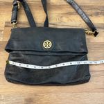 Tory Burch Dena Fold Over Black Distressed Leather Crossbody Purse Bag Photo 6